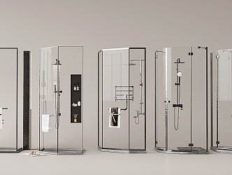 Modern shower room shower cubicle shower partition arc shower glass partition shower towel rack toiletries 3d model