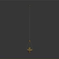 Golden Hanging Light Fixture With Sphere Design And Reflection On Gray Background 3d model