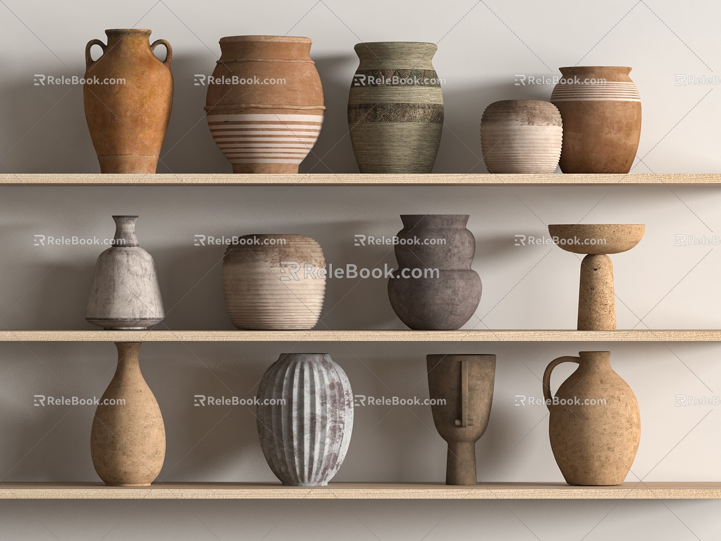 Qui Ji Ceramic Utensils, Pottery Pot Jewelry Ornaments, Pottery Pot 3d model