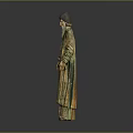 Traditional Handcrafted Ancient Human Figure Sculpture With Long Robe Hat And Beard
