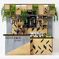 Coffee Bar Counter With Wooden Gray Design Green Vines Menu Board And Coffee Appliances