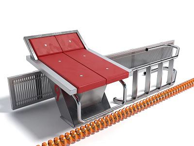 Sports Equipment With Red Seat Panel Metal Frame Railings And Orange Components Design 3d model