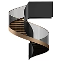 Modern Spiral Staircase Design With Glass Railing Black Structure And Gold Accents
