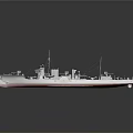 Vintage Warship Model With Multiple Turrets Red Bottom And White Hull Structure 3d model
