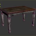 Rustic Dining Table With Distressed Wooden Top And White Ornate Legs