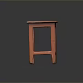 Orange Wooden Stool With Simple Design And Square Seat For Home Decor