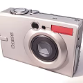Canon Silver Compact Digital Camera With Red Accent And High Quality Lens Design