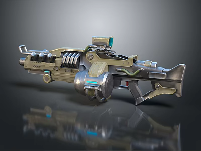 Futuristic Sci-Fi Weapon With Mechanical Structure Metallic Finish Blue Glowing Accents And Detailed Design 3d model