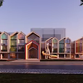 Colorful School Building With Unique Gabled Roofs Slide And Modern Glass Exterior Design