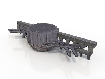 Metallic Industrial Equipment With Circular Main Body Rail And Projecting Metal Arms 3d model