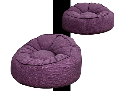 Comfortable Purple Bean Bag Chair Soft Fabric Cozy Seating For Living Room 3d model