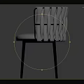 Modern Woven Back Chair With Light Gray Cushion And Brown Metal Legs