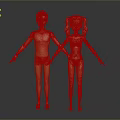 Golden Boy and Girl Statues Standing Together Holding Hands Against Gray Background