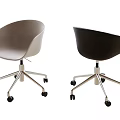 Modern Office Chairs With Light Gray And Black Colors Metal Base And Wheels