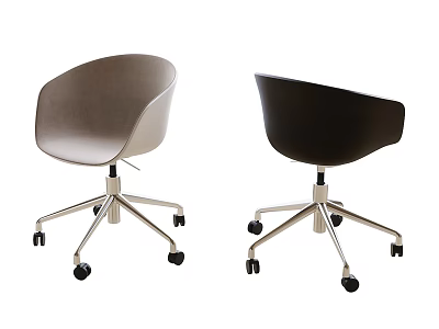 Modern Office Chairs With Light Gray And Black Colors Metal Base And Wheels 3d model