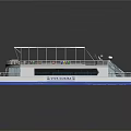 Leisure Catamaran Water Transport With Modern Upper Deck Canopy And Seating Area