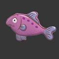 Pink Fish Shaped Plush Toy With Purple Spots Blue Fins And White Edges