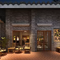 Inviting Café Interior With Wooden Bar Counter Pendant Lights Menu Board And Scenic Windows
