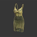Teal Spaghetti Strap Dress With Gold Decorative Lace And Elegant Pattern Design