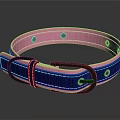 Pink And Blue Pet Collar With Adjustable Strap Black Buckle And Stitching Detail