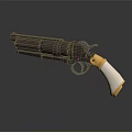 Vintage Revolver With Black Barrel Gold And Silver Grip Classic Design