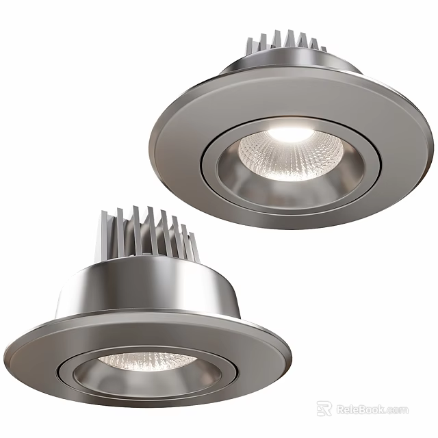 Modern Recessed Ceiling Lights with Metallic Finish and Heat Dissipation Structure for Bright Illumination 3d model 