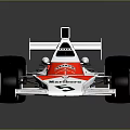 McLaren Red And White Race Car With Number 5 Texaco Logo Rear Wing And Tires