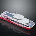 Red And White Solar Powered Ferry With Modern Eco Friendly Design 3d model