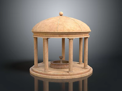 Stone Gazebo With Classic Design Dome Roof Columns And Circular Base 3d model