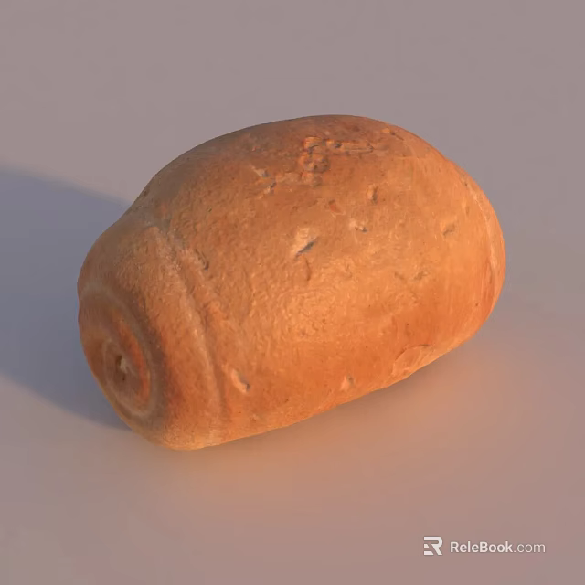 Freshly Baked Artisan Round Bread With Golden Crust And Textured Surface 3d model 