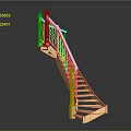 Wooden Curved Staircase Design With Black Iron Railings And Balusters