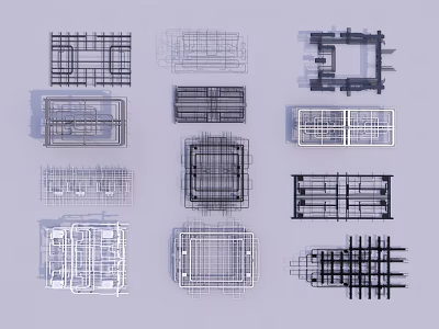 Various Pipeline Structure Framework Designs With Different Grid And Pattern Layouts 3d model