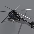 Black Utility Helicopter Featuring Rotors Cockpit and Fuselage in Close Up View