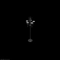 Tech Exhibition Hall Interior Featuring Floor Lamp With Multiple Disc Shades Crystal Decorations And Metal Stand
