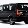 Sleek Black Toyota Minivan Exterior Design With Front Grille And Rear Lights