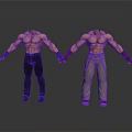 Two Muscular Shirtless Men Wearing Black Khaki Pants and Gloves