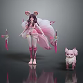 Cute Pink Fox Themed Household Decor Items With Plush Toy And Ornaments