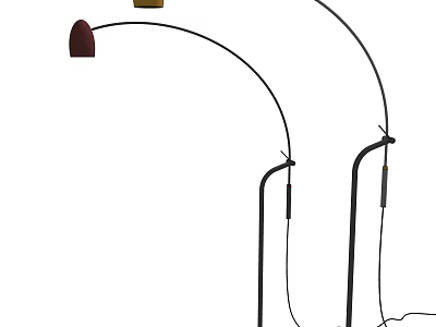 Modern Arched Floor Lamps With Brown Shades And Black Metal Poles 3d model
