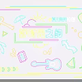 Colorful Neon Decorative Lights With Guitar Sun Microphone Patterns For Party Ambiance