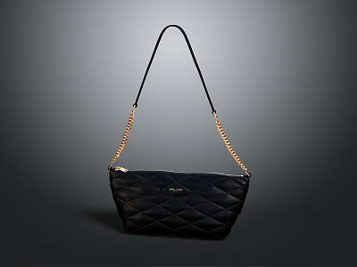 Prada Black Quilted Pattern Shoulder Bag With Stylish Chain Strap Design 3d model