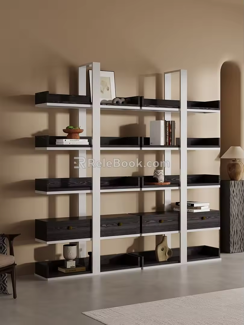 Simple Storage Rack Bookshelf Shelf Decorative Rack 3d model
