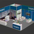INDEX Modern Exhibition Booth With Blue White Decor Reception Desk Sofa Tables