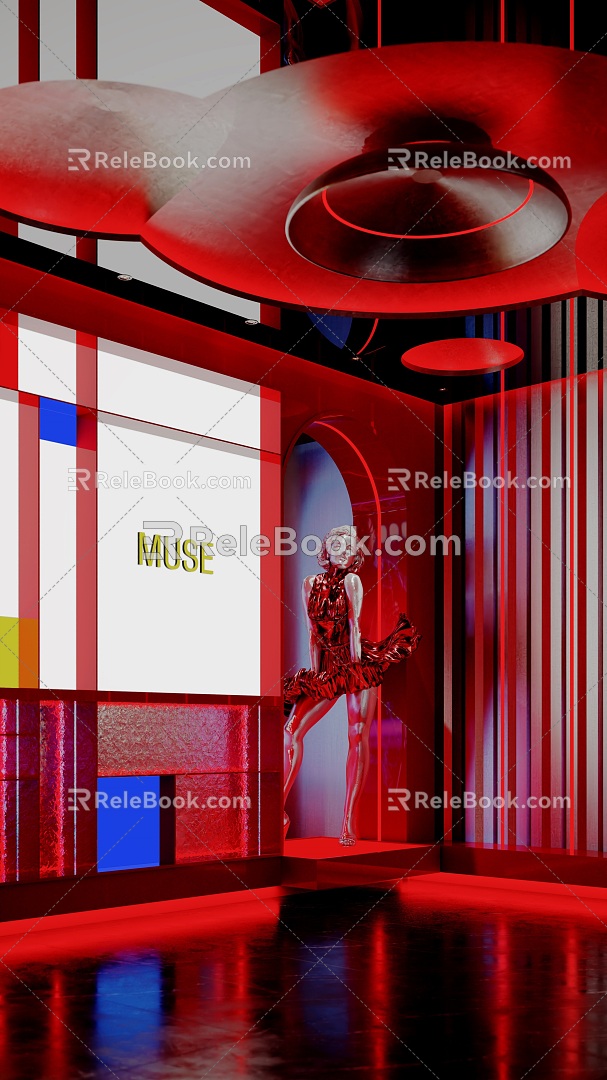 Cyberpunk Mondrian Bar Home Background Wall 3d model