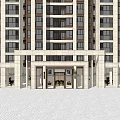Modern High-rise Building With Glass Windows Sleek Design And Small Trees