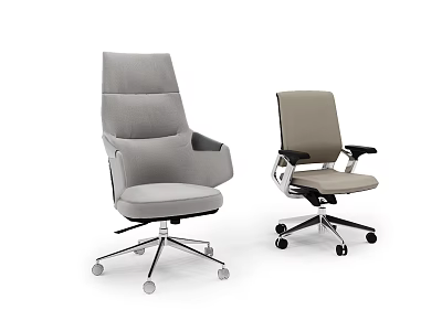 Modern Gray Office Chairs With High Back Armrests And Rolling Wheels 3d model