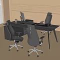 Modern Office Desk And Chairs Setup With Computer Monitor Keyboard Mouse And Potted Plant