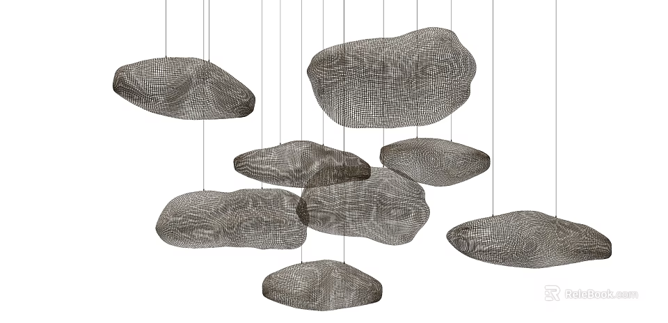 Artistic Modern Irregular Metal Mesh Chandeliers For Interior Design 3d model