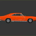 Red Classic Muscle Car With Sleek Body And Black Grille Roof Design