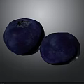 Two Plump Deep Blue Blueberries With Glossy Surface And Fresh Look