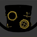 Stylish Black Top Hat With Golden Goggles And Chain Decorations For Daily Wear